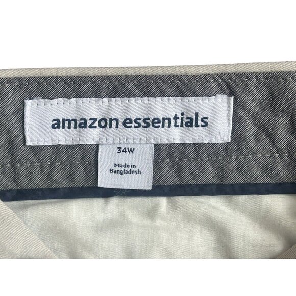Amazon Essentials Slim-Fit 9" Stretch Chino Short 100% Cotton Light Grey 34W - Picture 5 of 11